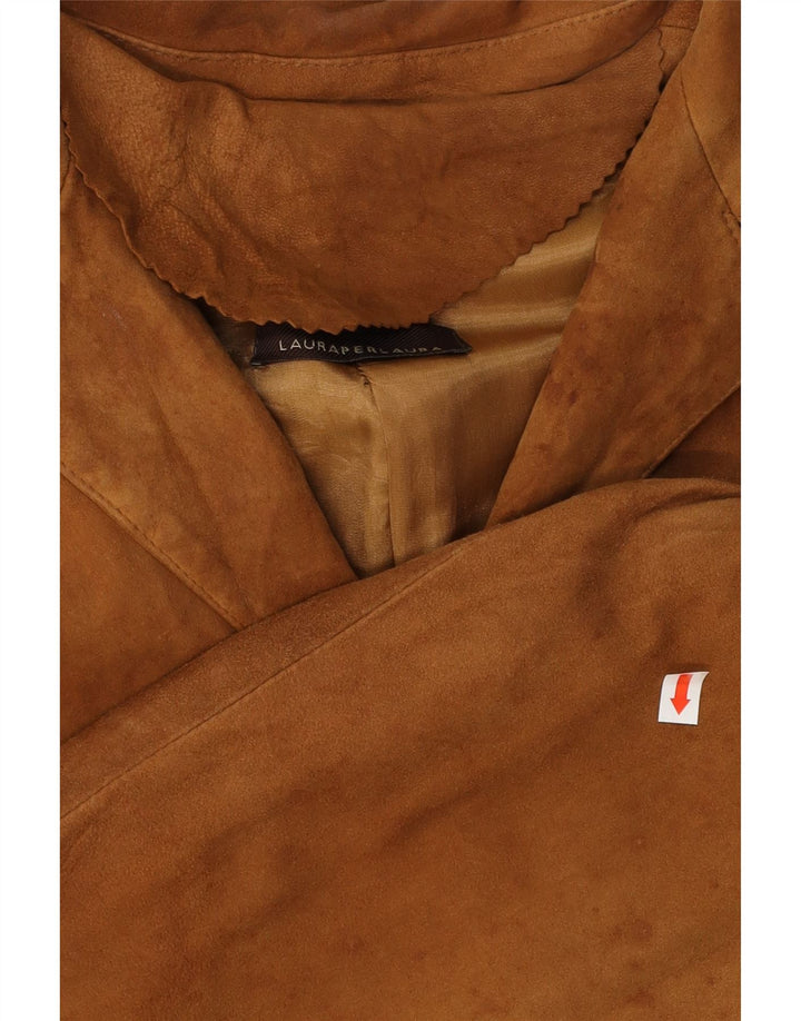 Vintage Womens Suede Overcoat UK 18 XL Brown Leather