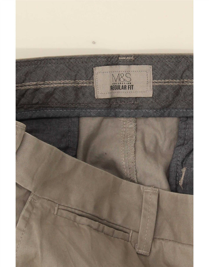 Marks & Spencer Mens Regular Fit Chino Trousers W36 L30 Grey