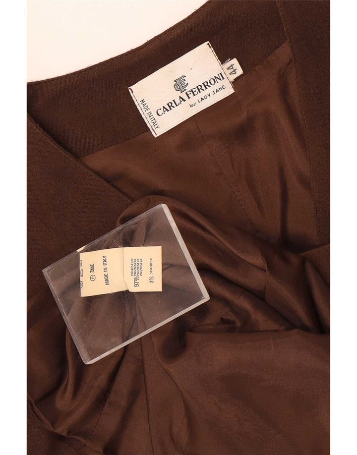 CARLA FERRONI Womens Waistcoat IT 44 Medium Brown Polyester