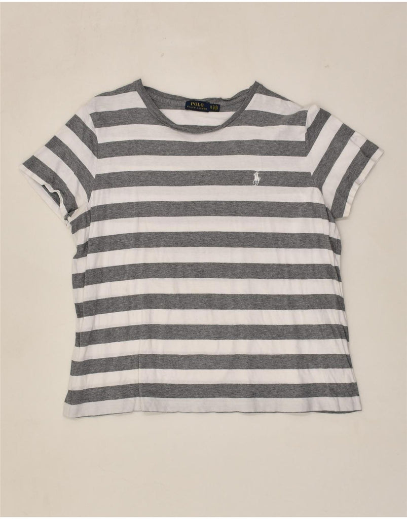 POLO RALPH LAUREN Boys T-Shirt Top 15-16 Years XL Grey Striped Cotton | Vintage Polo Ralph Lauren | Thrift | Second-Hand Polo Ralph Lauren | Used Clothing | Messina Hembry 