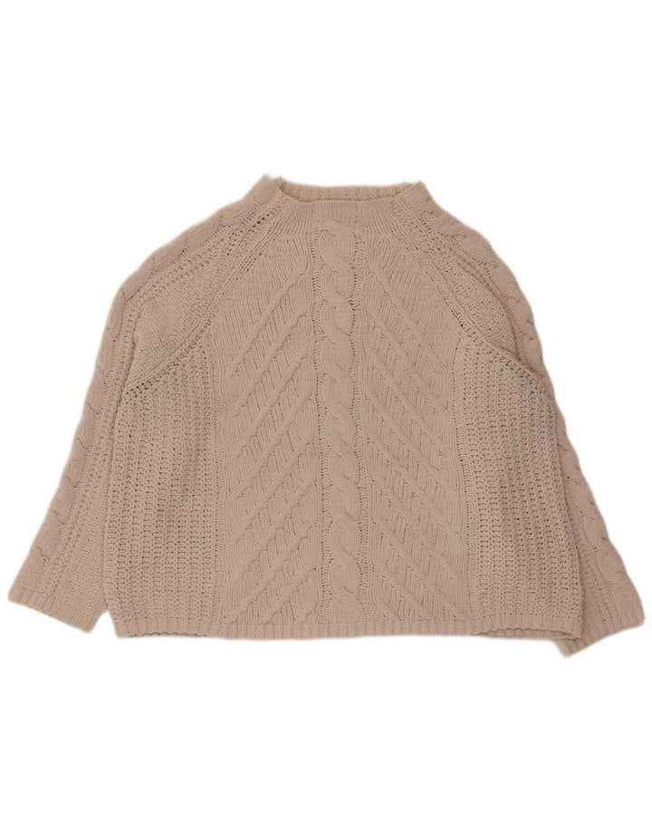 Marks & Spencer Womens Oversized Turtle Neck Jumper Sweater UK 18 XL Beige