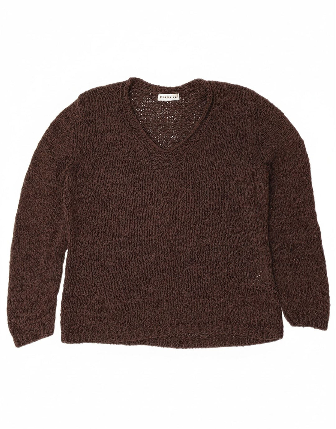 PUBLIC Womens See Through V-Neck Jumper Sweater IT 44 Medium Brown