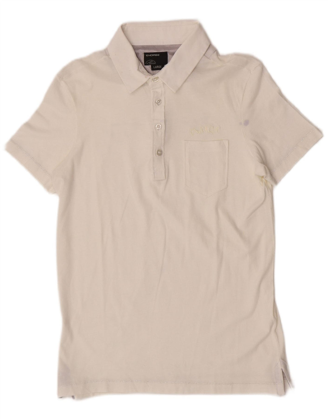 Energie Womens Polo Shirt UK 14 Large White Cotton