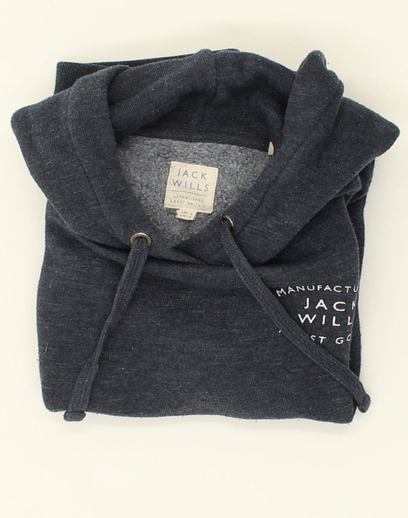 JACK WILLS Womens Loose Fit Graphic Hoodie Jumper UK 6 XS  Navy Blue | Vintage Jack Wills | Thrift | Second-Hand Jack Wills | Used Clothing | Messina Hembry 