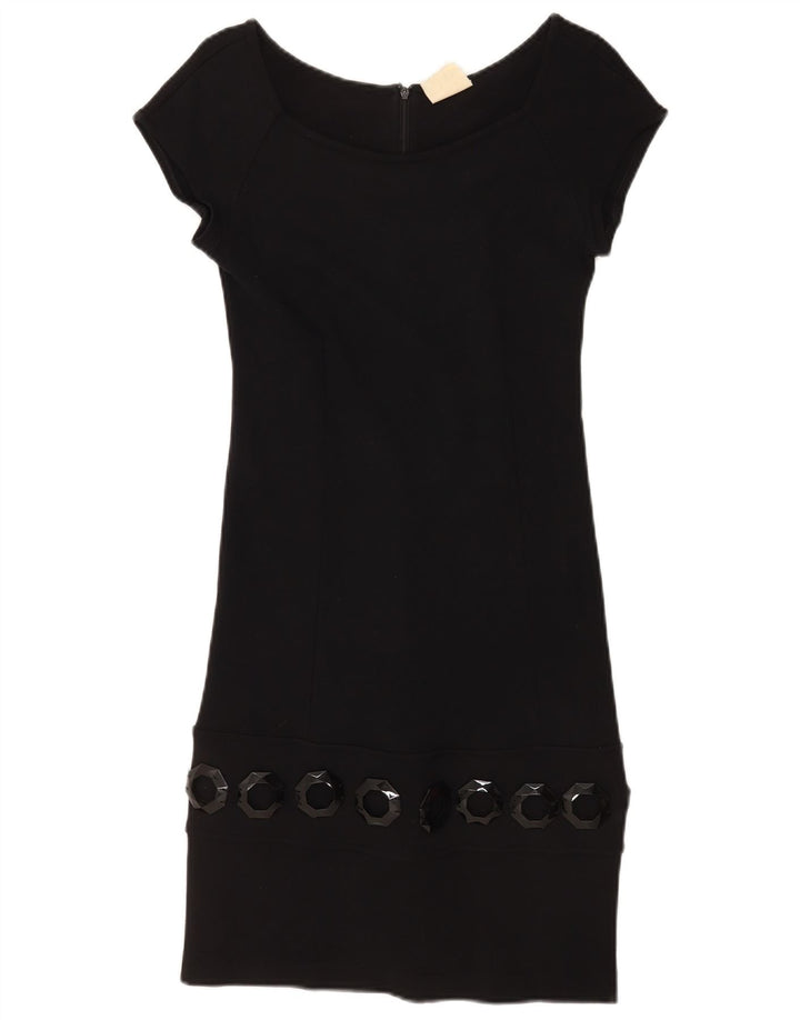 Vintage Womens Sheath Dress UK 8 Small Black Viscose