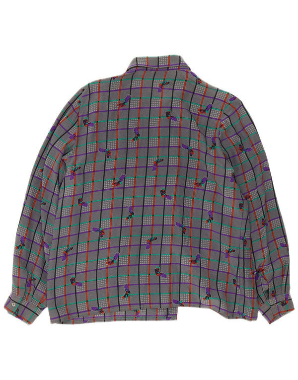 Vintage Womens Shirt Blouse UK 18 XL Grey Check