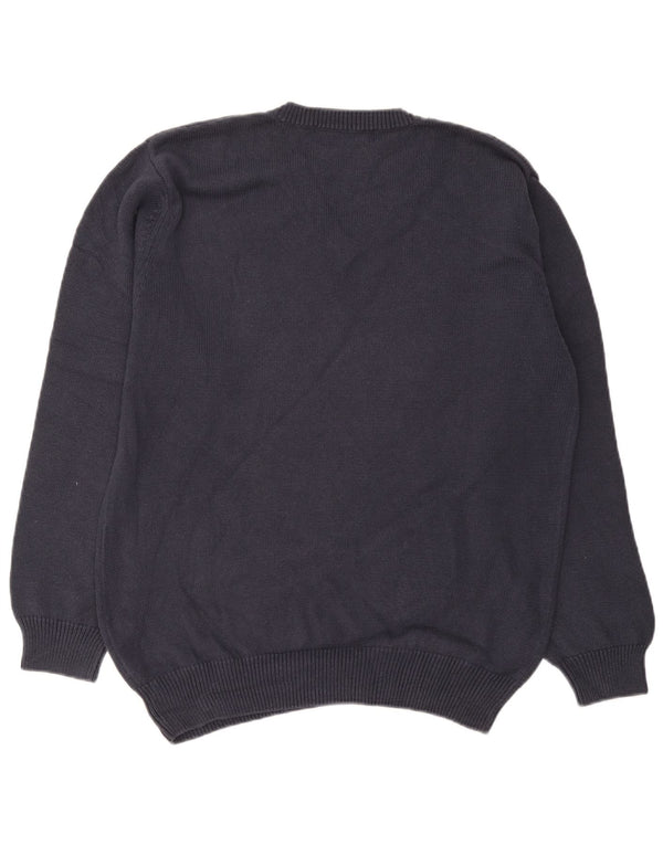 Sergio Tacchini Mens V-Neck Jumper Sweater Large Navy Blue Cotton