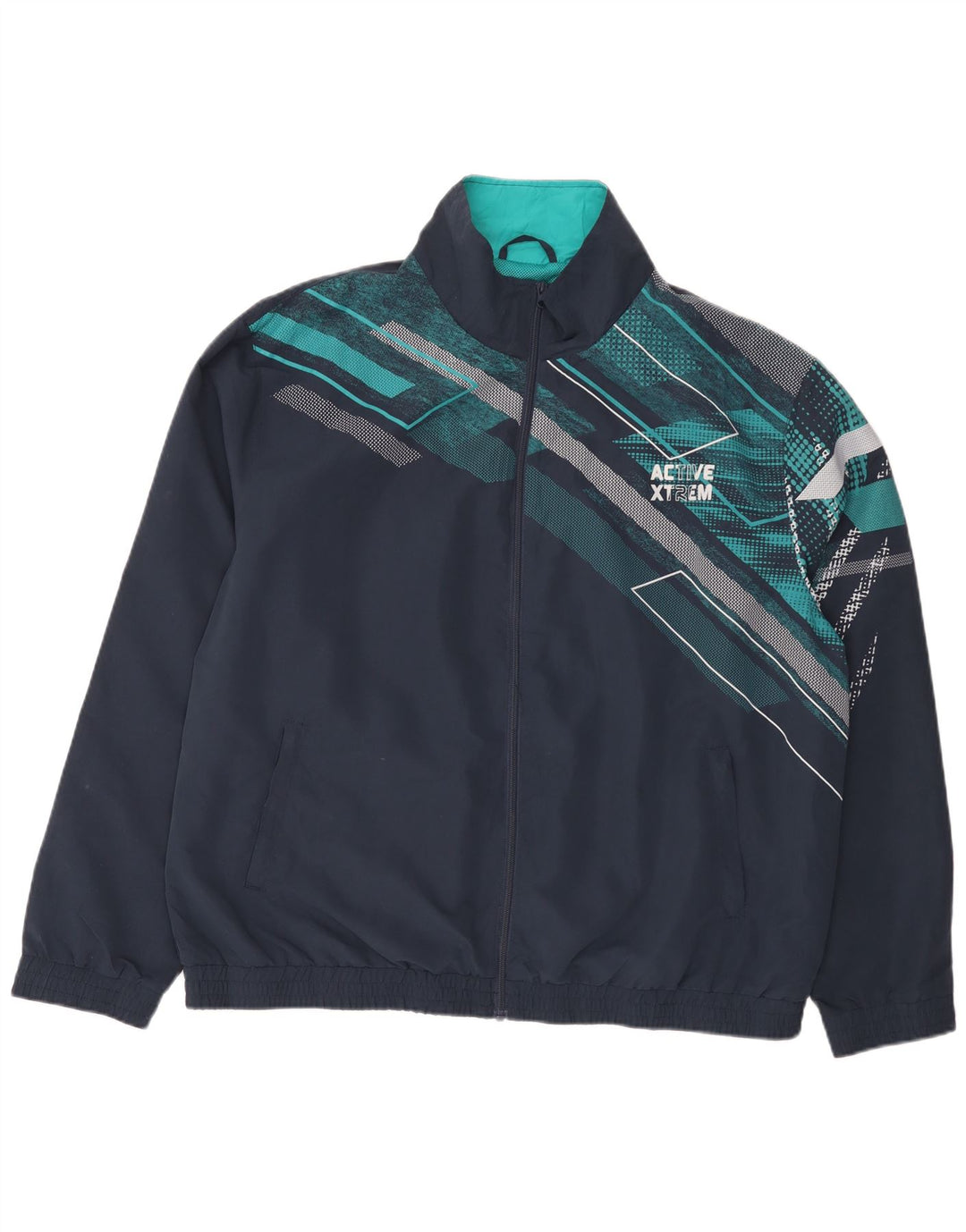 Atlas For Men Mens Tracksuit Top Jacket XL Navy Blue Geometric Polyester