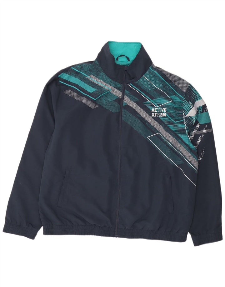 Atlas For Men Mens Tracksuit Top Jacket XL Navy Blue Geometric Polyester