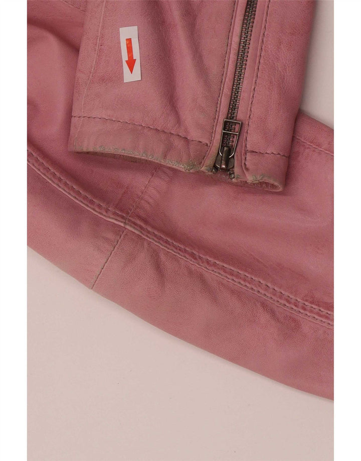 Zucchero Womens Biker Leather Jacket UK 16 Large Pink Leather