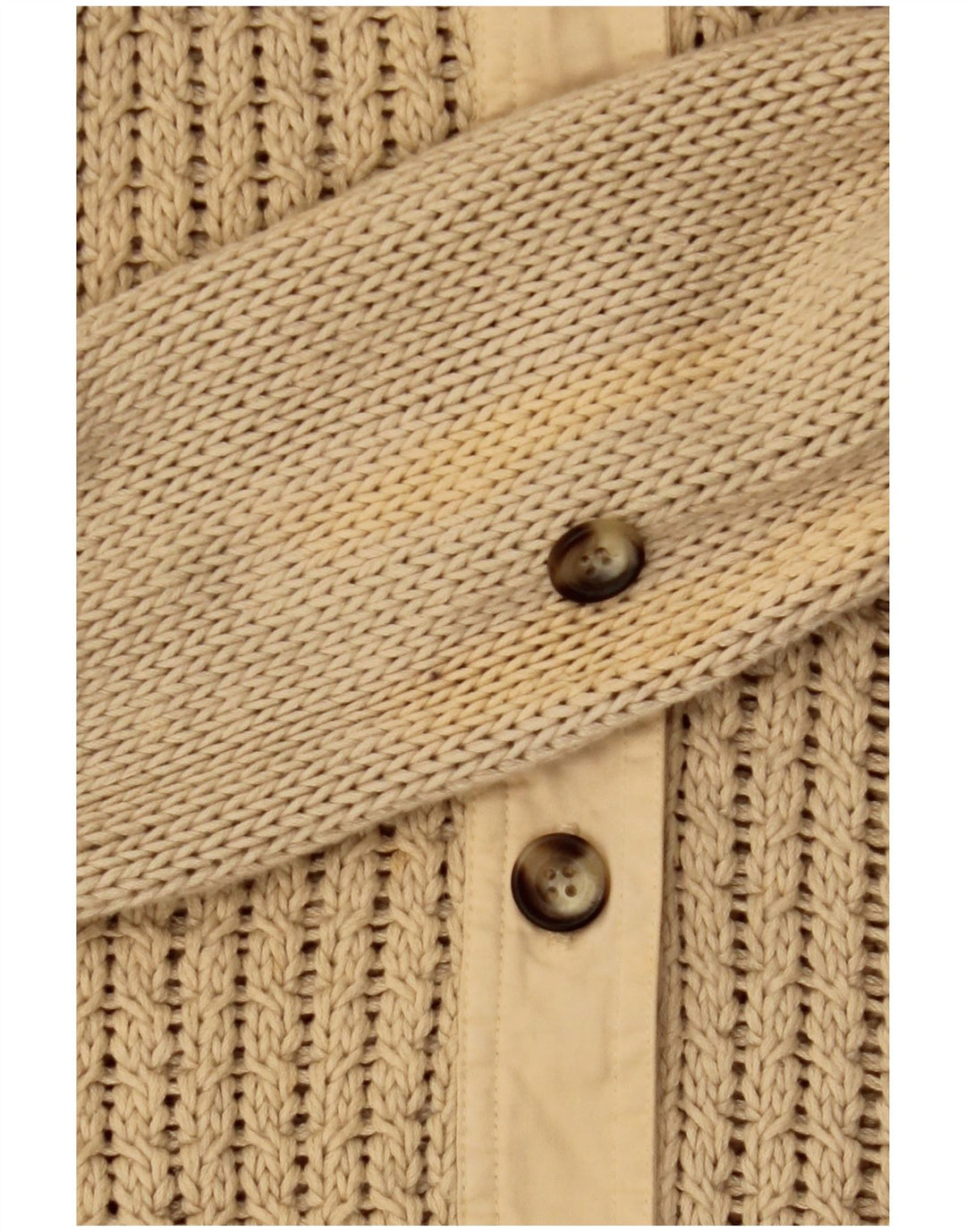 Massimo Dutti Womens Cardigan Sweater UK 12 Medium Beige Cotton
