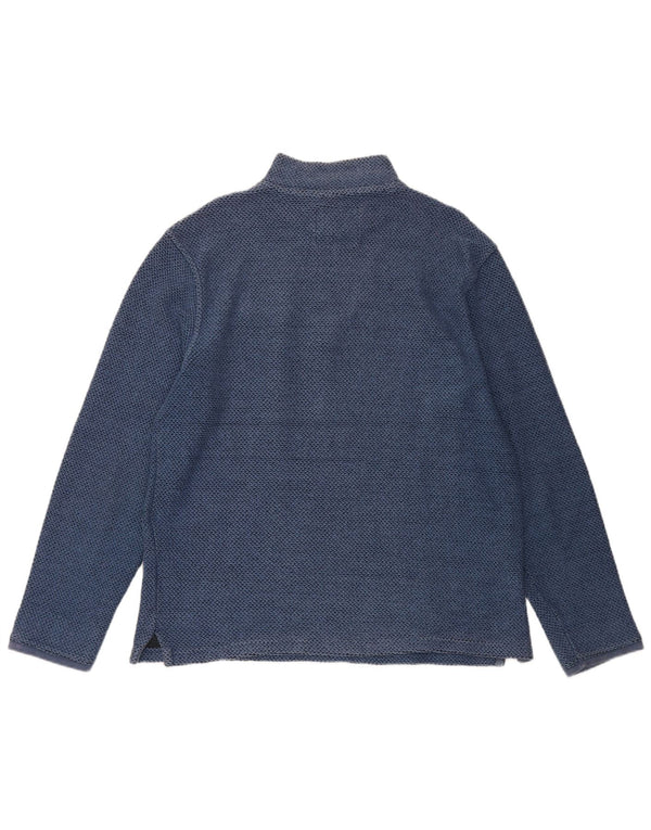 Weird Fish Mens Zip Neck Sweatshirt Jumper Medium Blue Cotton