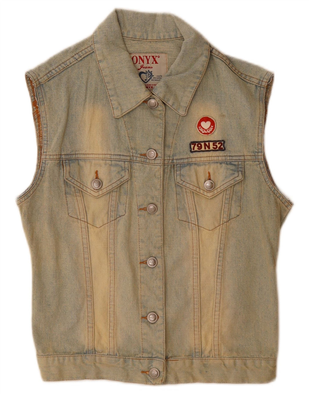 Onyx Womens Denim Gilet UK 10 Small Blue Cotton