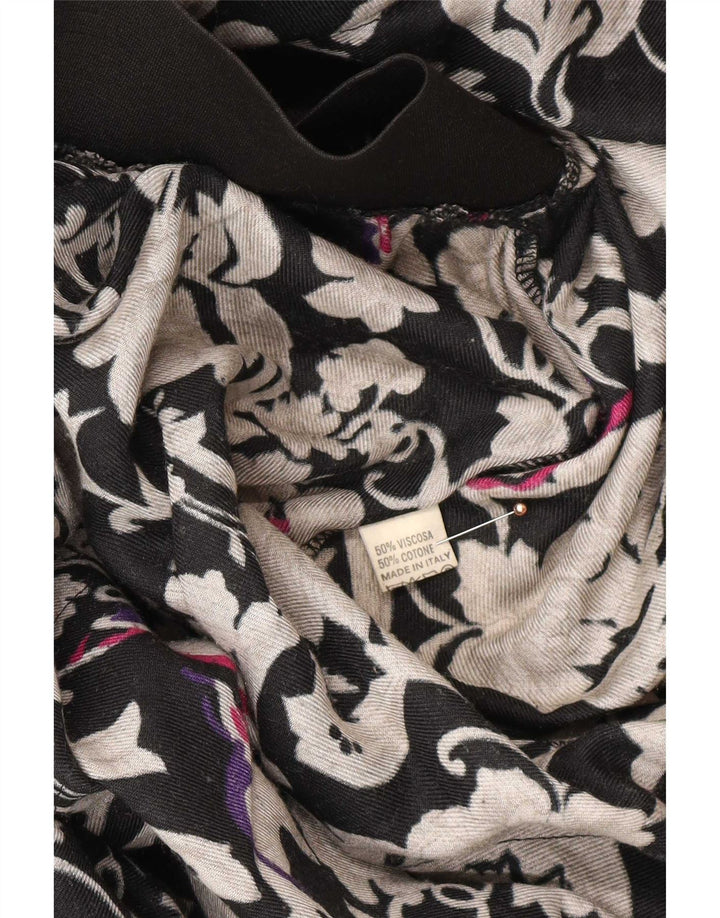 Vintage Womens Flared Skirt Medium W26 Black Floral Viscose