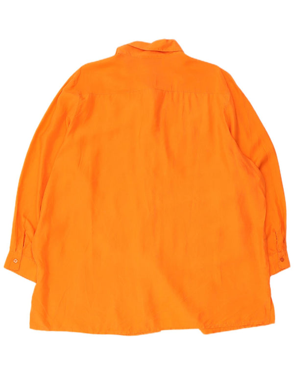 HELLINE Womens Shirt Blouse UK 22/24 3XL Orange Silk