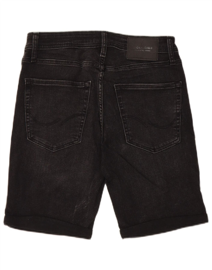 JACK & JONES Mens Regular Distressed Denim Shorts W30 Medium Black Cotton