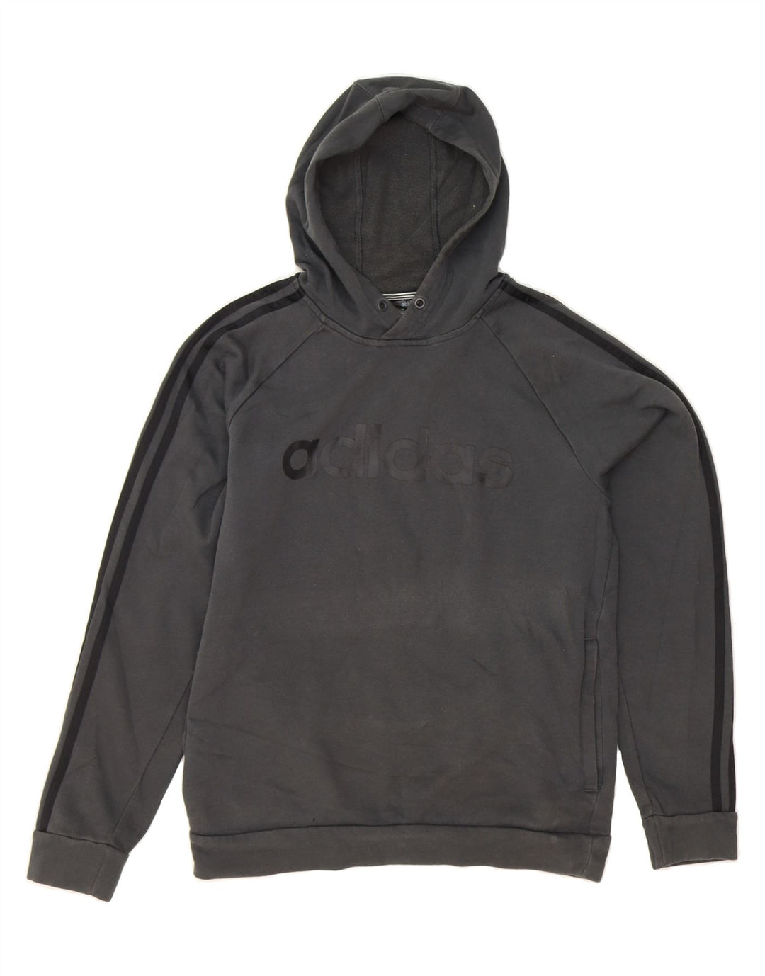 ADIDAS Mens Graphic Hoodie Jumper Small Grey Cotton Vintage Adidas and Second-Hand Adidas from Messina Hembry 