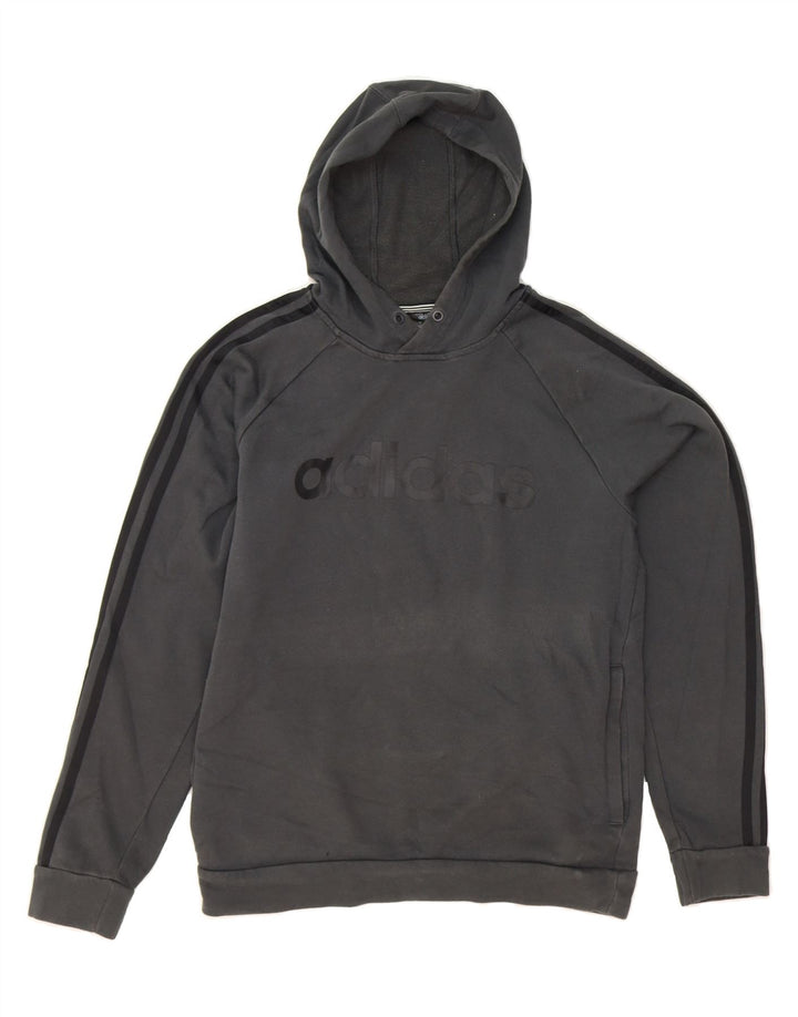 ADIDAS Mens Graphic Hoodie Jumper Small Grey Cotton Vintage Adidas and Second-Hand Adidas from Messina Hembry 