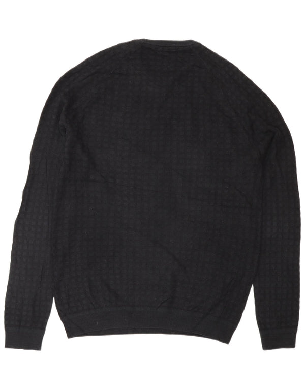 Reiss Mens Crew Neck Jumper Sweater Large Black Cotton