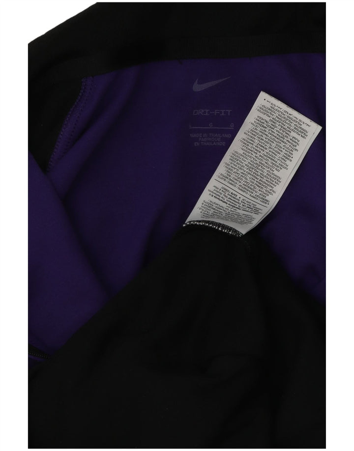 Nike Mens Zip Neck Hoodie Jumper Large Black Colourblock Polyester