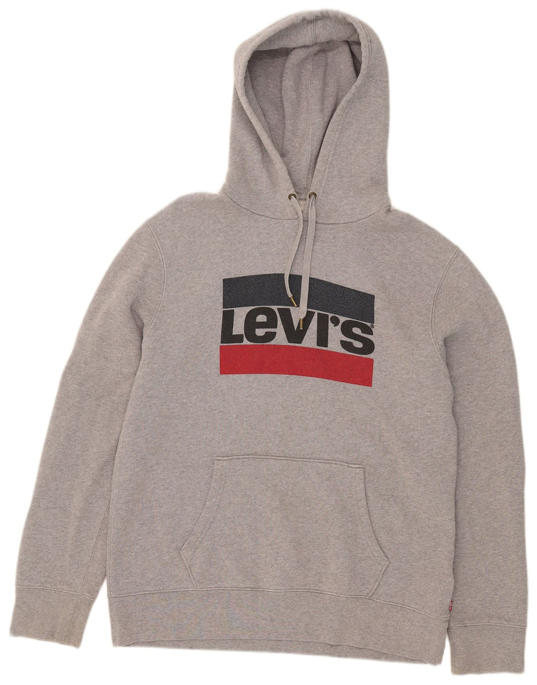 Levi's Mens Graphic Hoodie Jumper Large Grey Cotton
