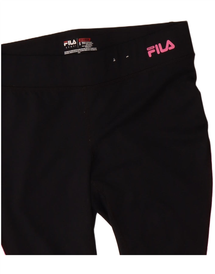 FILA Womens Sport Shorts UK 10 Small  Black Colourblock Polyester