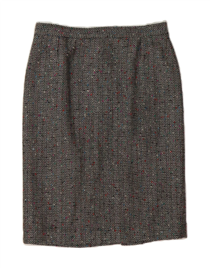 VINTAGE Womens Pencil Skirt IT 42 Medium W28  Grey Herringbone Wool Vintage Vintage and Second-Hand Vintage from Messina Hembry 