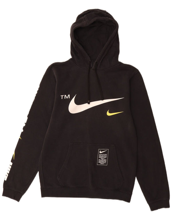 Nike Mens Graphic Hoodie Jumper Small Black Cotton