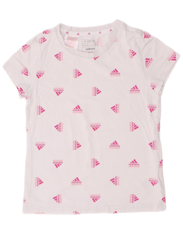 Adidas Girls Graphic T-Shirt Top 9-10 Years White Cotton