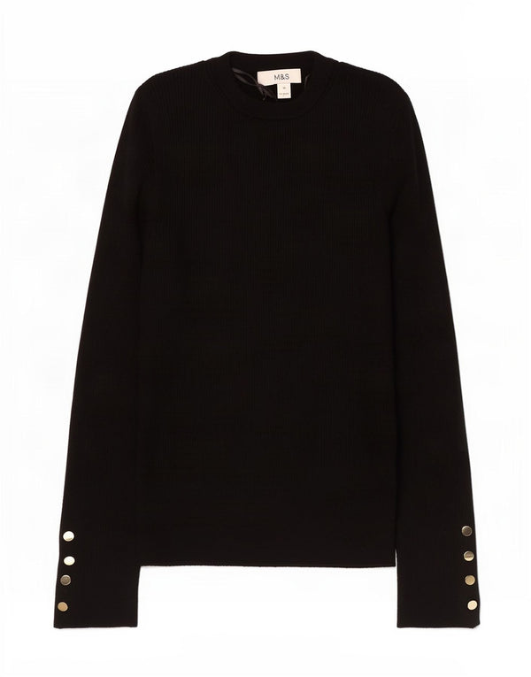 Marks & Spencer Womens Crew Neck Jumper Sweater UK 10 Small Black Viscose