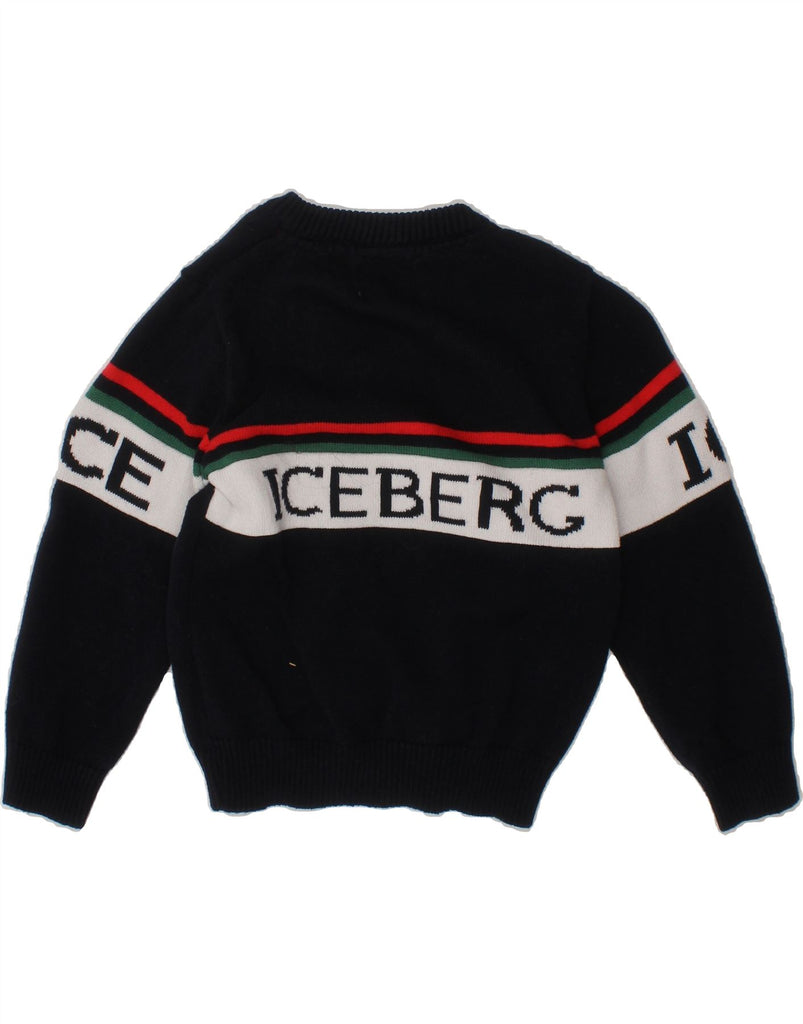 ICEBERG Baby Boys Cardigan Sweater 18-24 Months Navy Blue Colourblock Vintage Iceberg and Second-Hand Iceberg from Messina Hembry 
