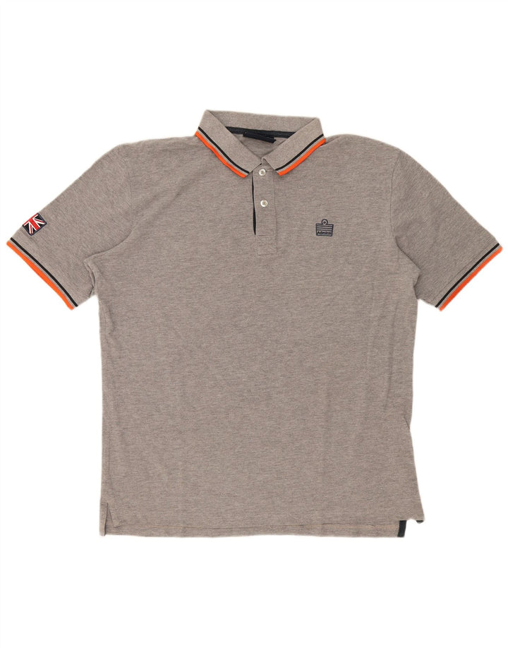 Admiral Mens Polo Shirt 3XL Grey Striped Cotton