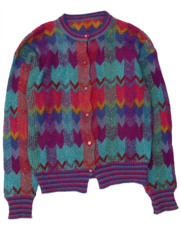 Vintage Womens Cardigan Sweater UK 12 Medium Multicoloured Geometric