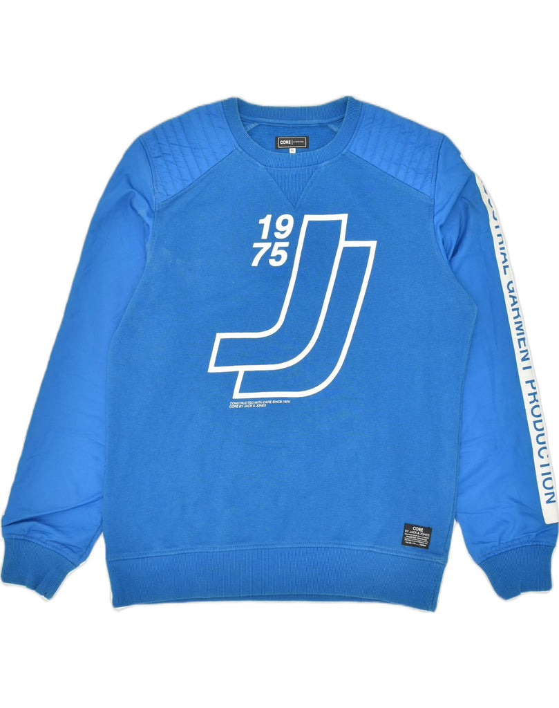 JACK & JONES Mens Graphic Sweatshirt Jumper XL Blue Cotton | Vintage Jack & Jones | Thrift | Second-Hand Jack & Jones | Used Clothing | Messina Hembry 