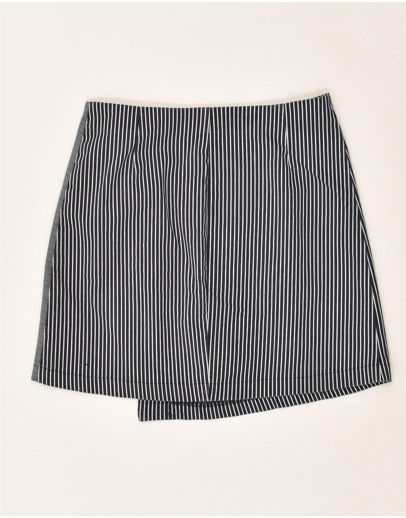 STRADIVARIUS Womens Wrap Skirt Small W27 Navy Blue Striped Cotton | Vintage Stradivarius | Thrift | Second-Hand Stradivarius | Used Clothing | Messina Hembry 