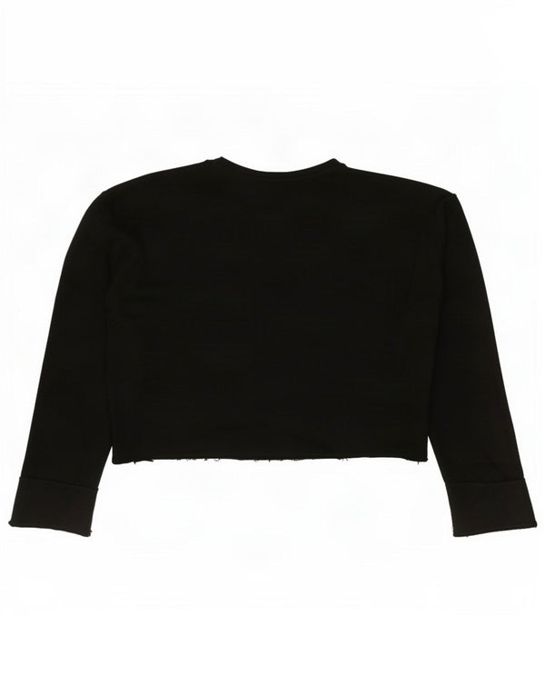 Zara Womens Crop Oversized Top Long Sleeve UK 14 Medium Black Viscose