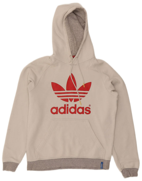 Adidas Mens Graphic Hoodie Jumper Medium White Colourblock Cotton