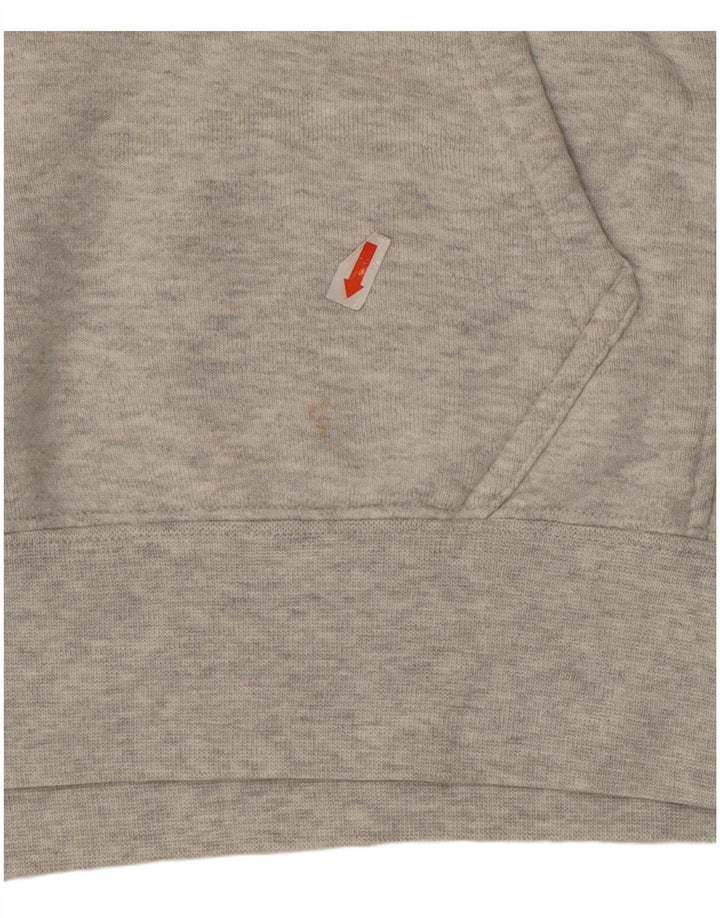 Adidas Womens Crop Hoodie Jumper UK 14 Medium Grey Cotton