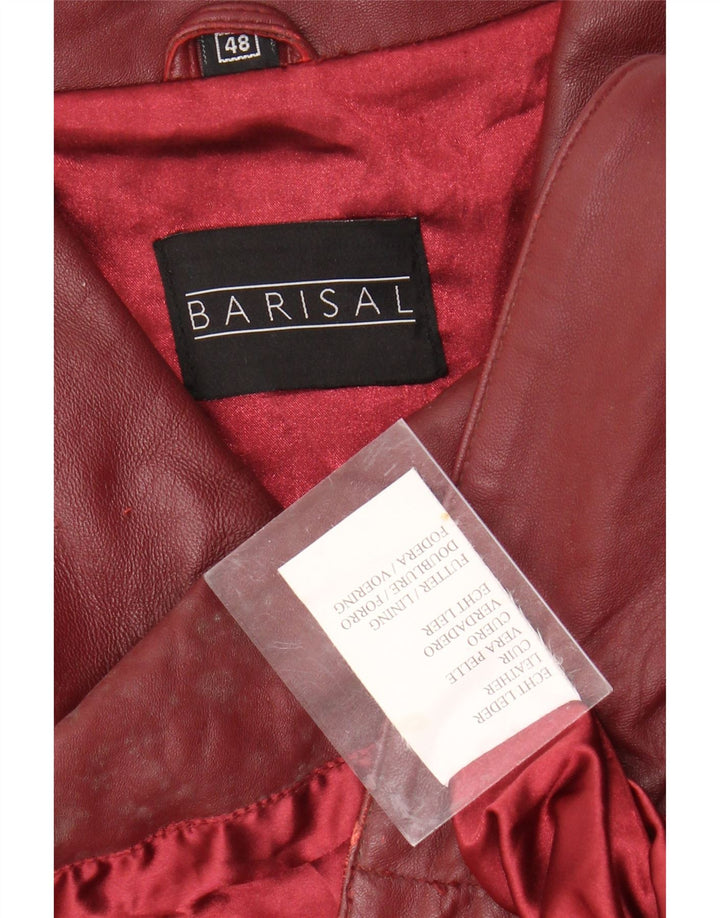 Barisal Womens Oversized Leather Coat EU 48 2XL Maroon Leather