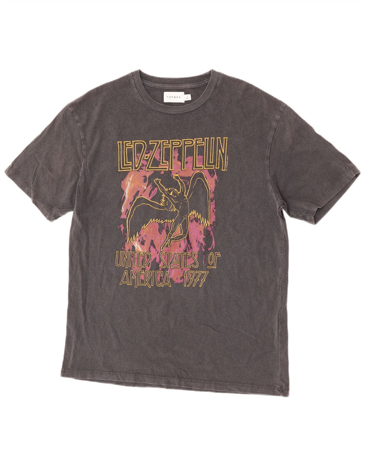 Topman Mens Graphic T-Shirt Top Small Grey Cotton