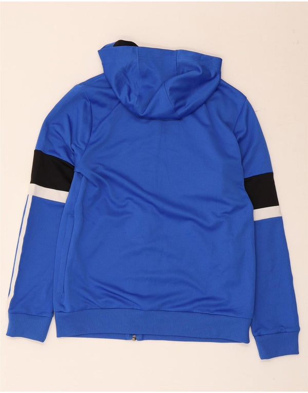 Adidas Boys Climalite Zip Hoodie Sweater 13-14 Years Blue Colourblock
