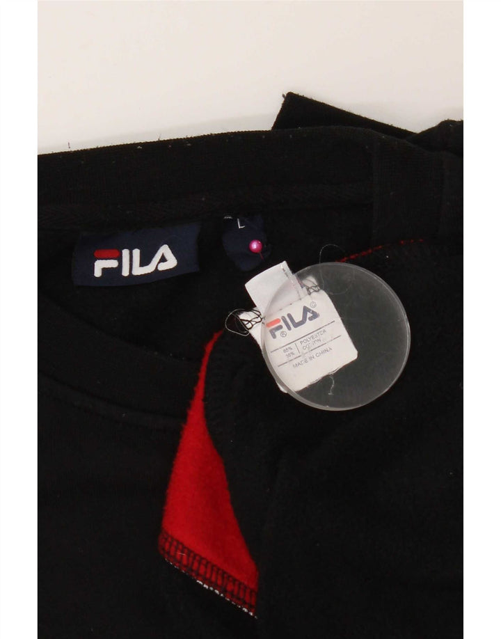 Fila Mens Graphic Sweatshirt Jumper Large Black Colourblock Polyester