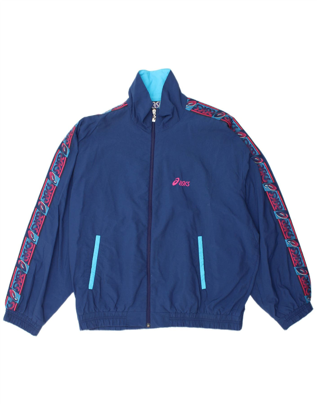 Oasis Mens Graphic Tracksuit Top Jacket IT 50 Medium Blue Polyamide