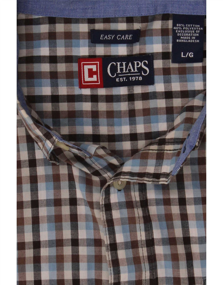 Chaps Mens Easy Care Short Sleeve Shirt Large Multicoloured Gingham Cotton