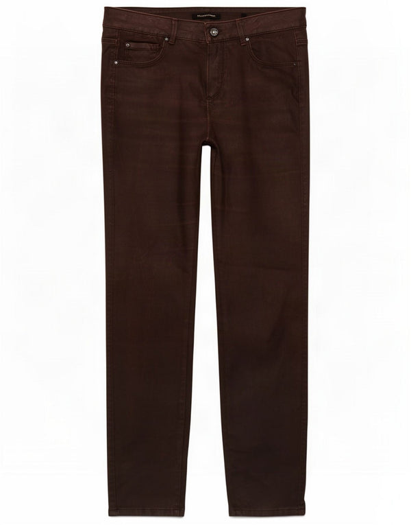 Massimo Dutti Womens Waxed Slim Casual Trousers EU 40 Medium W30 L29 Brown