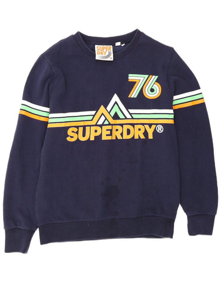 Superdry Mens Graphic Sweatshirt Jumper XL Navy Blue Cotton
