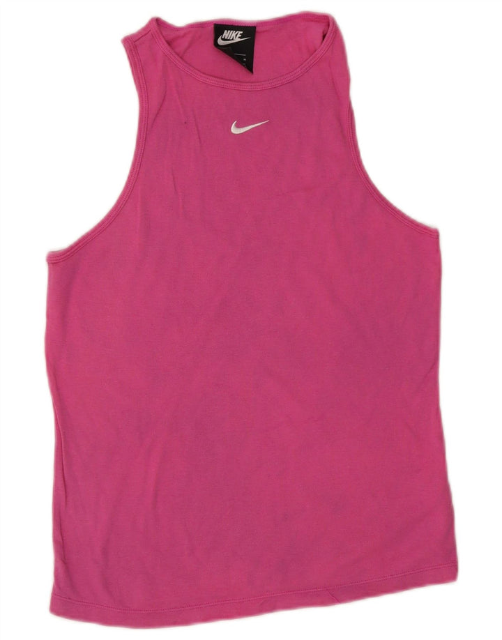 Nike Womens Vest Top UK 12 Medium Pink Cotton