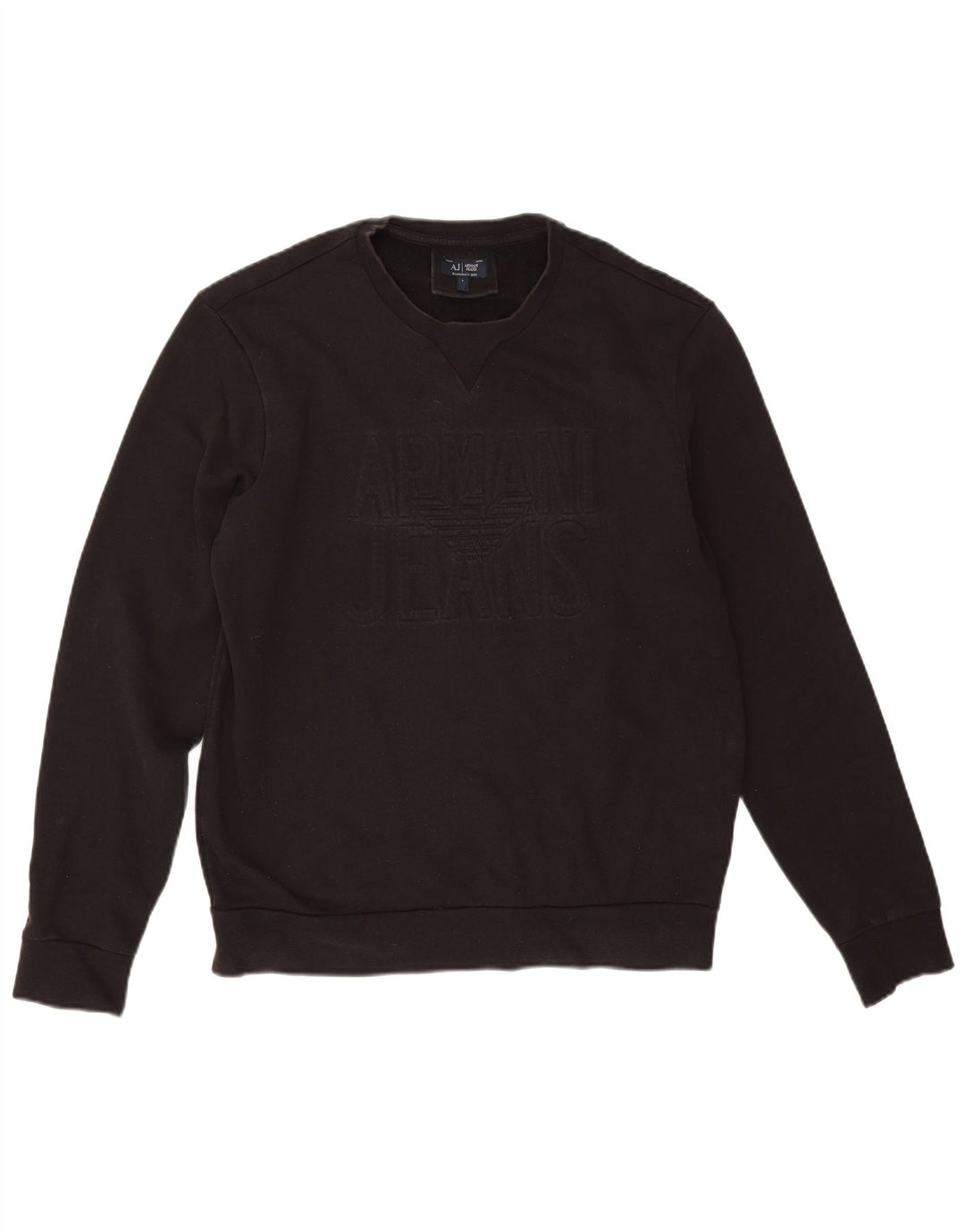 Armani Mens Graphic Sweatshirt Jumper Large Black Cotton