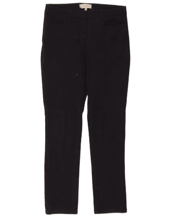 Hobbs Womens Slim Casual Trousers UK 10 Small W30 L29 Navy Blue Cotton