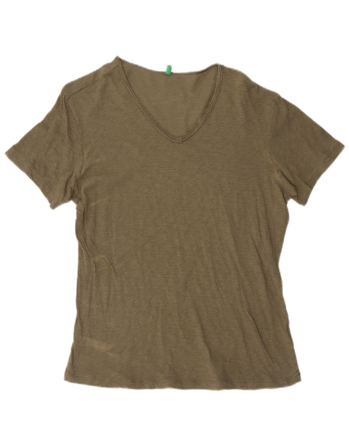 BENETTON Womens T-Shirt Top UK 16 Large Khaki